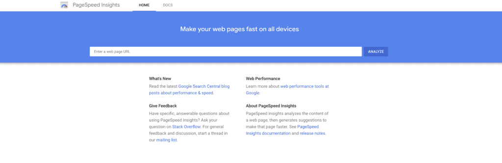 google page speed insights