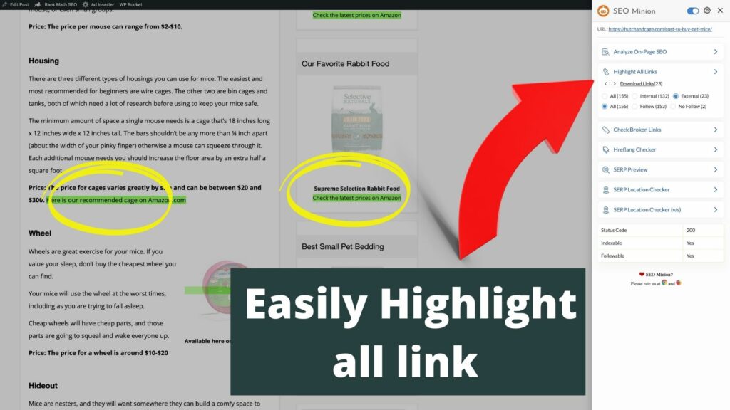 highlight all links