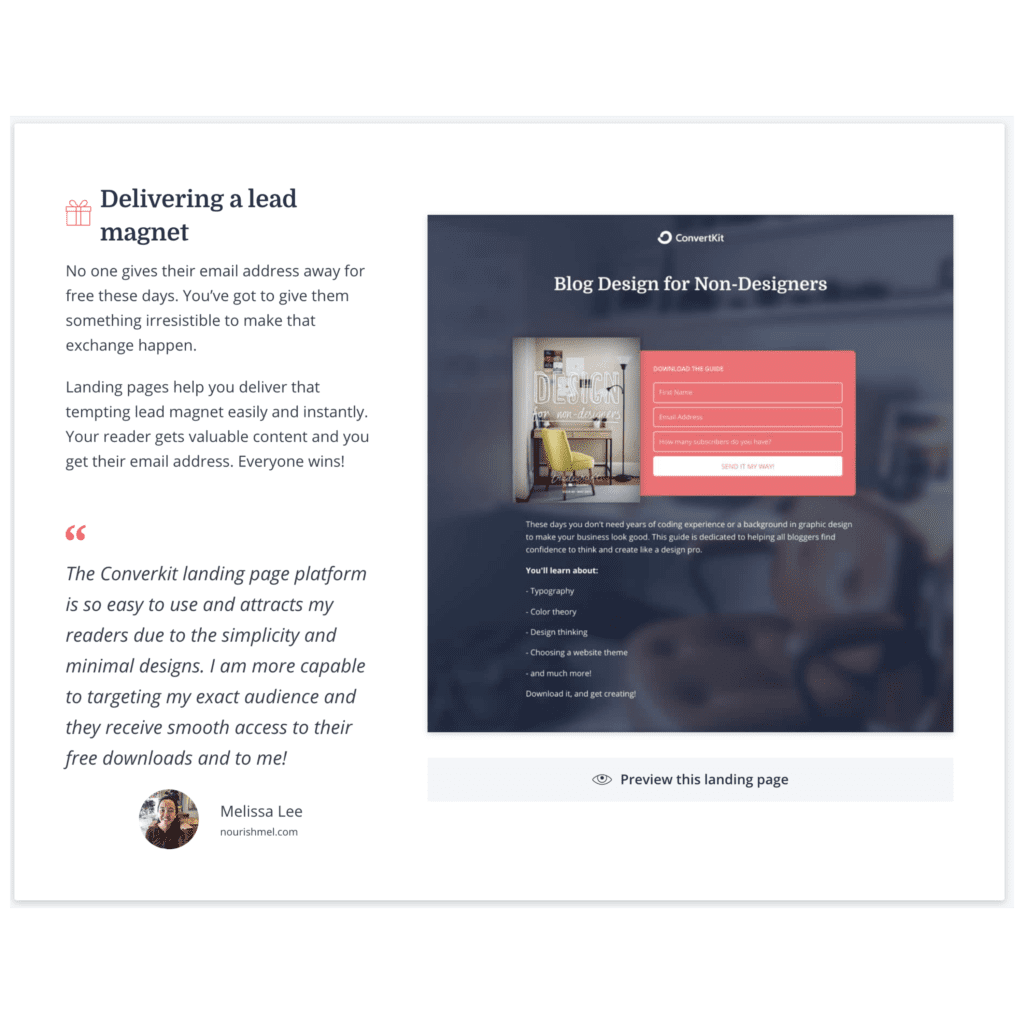 convertkit landing page