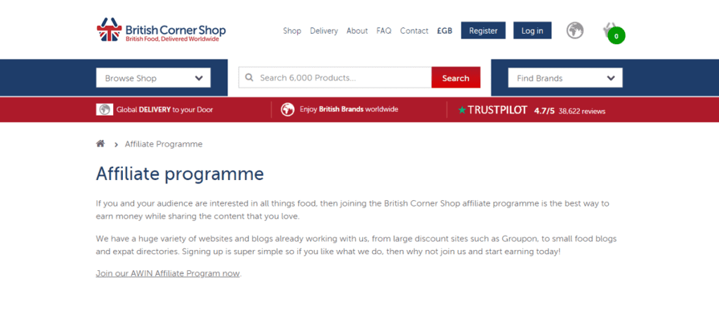 British Corner Shop Affiliate Program