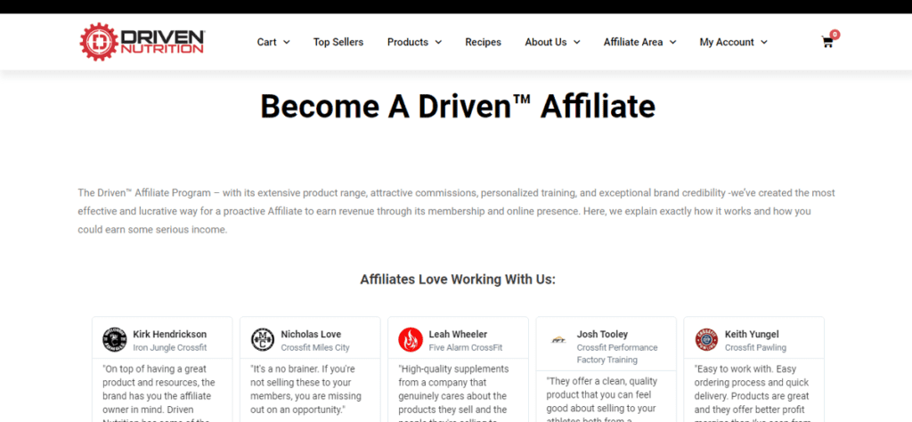 Driven Nutrition affiliate program