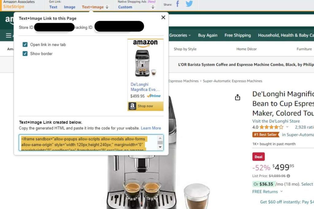 Amazon site stripe img+text