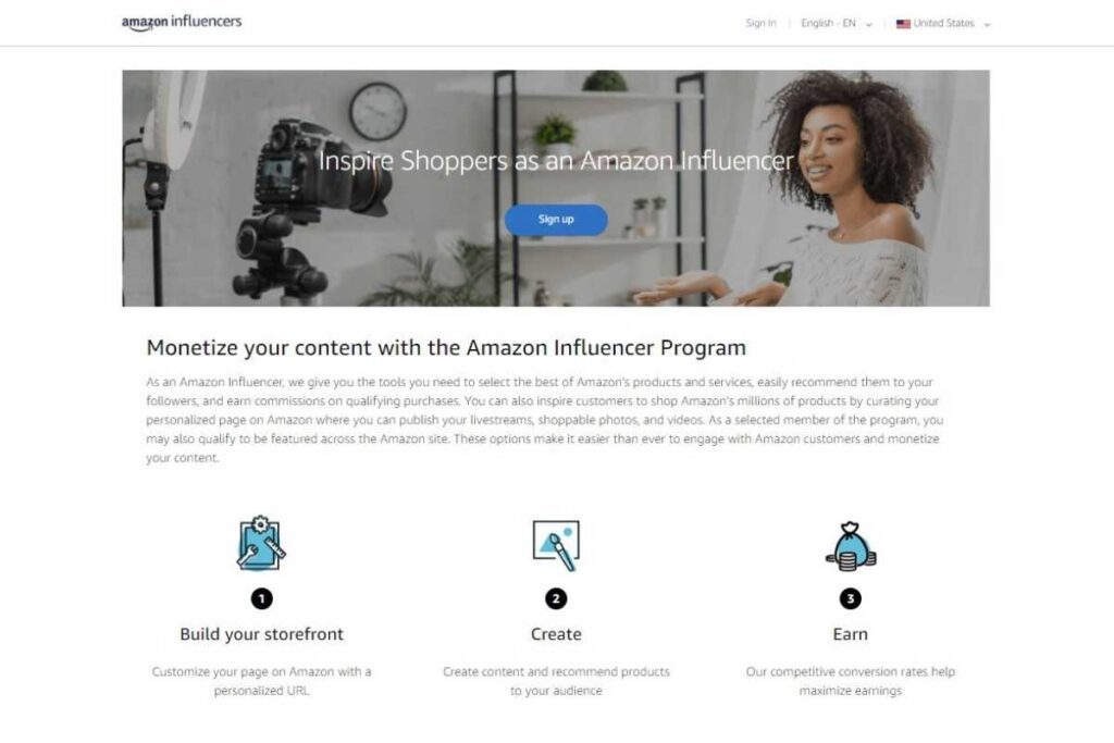 sign up amazon influencer program